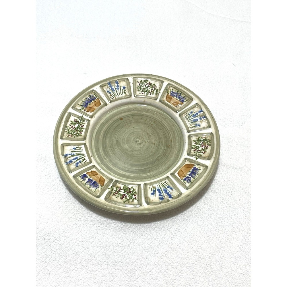 Yankee Candle Ceramic Plate Retired Herb Garden Flowers Botanical 4.25" D